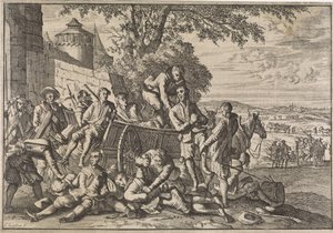 A spanyol katonákat szekerekre rakják és elhurcolják, 1641 alkotó: Caspar Luyken