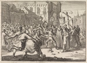 Danzigban körmenetet köszönnek a népek kőlépcsőkkel, 1678 alkotó: Caspar Luyken