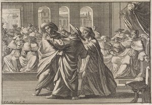 Urban VIII megválasztásakor Borja bíboros és Antonio Barberini bíboros összecsap, 1632 alkotó: Caspar Luyken