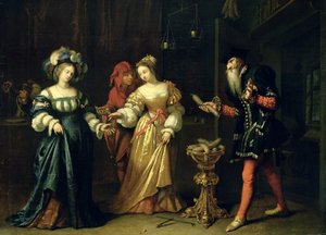 Egy álarcos joker, 1668 alkotó: Caspar Netscher