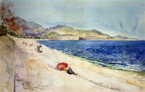 A tengerparton a Promenade des Anglais alatt, Nizza, Franciaország, 1898. alkotó: Cass Gilbert