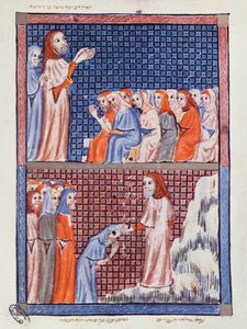 Illusztrációk Mózes életéről a szarajevói Haggadából