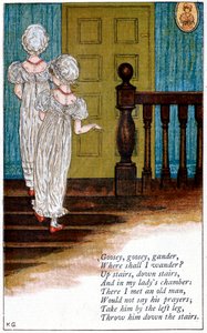 Illusztráció: "Goosey, goosey gander, hol vándoroljak", Kate Greenaway 1846-1901