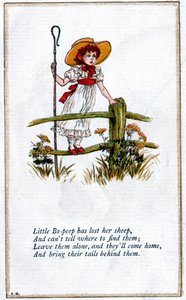 Illusztráció: „A kis Bo-Peep elvesztette a bárányát”, Kate Greenaway
