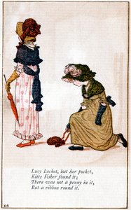Illusztráció: "Lucy Locket, elvesztette a táskáját", Kate Greenaway 1846-1901