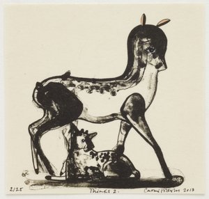 Gondolatok 2, 2013 (litográfia kézi színezéssel)