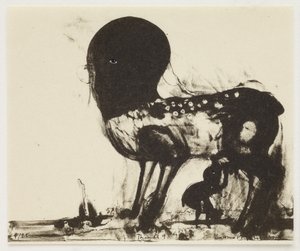 Gondolatok 9, 2013 (litográfia kézi színezéssel) alkotó: Cathie Pilkington