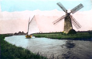 Szélmalom a Norfolk Broads-on, Norfolk, 1926.