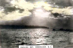 Naplemente az English Bay felett, Vancouver, British Columbia, Kanada, 1920-as évek.