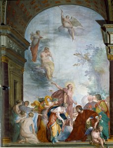 La Renommee Lorenzo de Medici, a Nagyszerű (Laurent de Medici le Magnifico) (1449-1492) hőstetteit oválja Cecco Bravo (Francesco Montelatici) freskója (1607-1661) 1635 körül Firenze, Palazzo Pitti, Sala degli Argenti