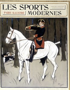 Vadászat (egy lóháton lévő ember bátorító kutyák) fedje le a „modern sportokat” ”02/1906 alkotó: Cecil Charles Windsor Aldin