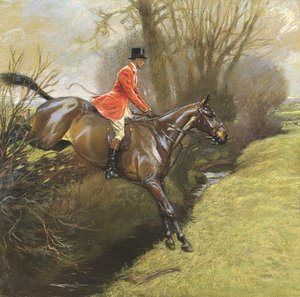 Ted Lyon alezredes sövényt ugrál (pasztell, papíron) alkotó: Cecil Charles Windsor Aldin