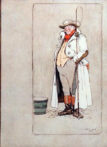 The Stage Coachman, illusztráció Washington Irving (1783-1859) „Old Christmas” című művéből, kiadó: Hodder és Stoughton alkotó: Cecil Charles Windsor Aldin