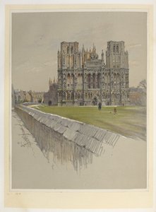 Wells-i székesegyház.  Anglia katedrálisai (és apátsági templomai). Illusztrálta: C. Aldin.  Cecil Aldin alkotó: Cecil Charles Windsor Aldin