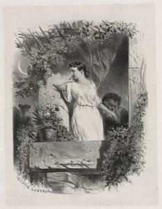 Az erkélyen, 1842. alkotó: Celestin Francois Nanteuil