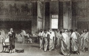 Appius Claudius ráveszi a Szenátust, hogy utasítsa vissza Pyrrhus békeajánlatát az 1891-es „Leisure Hour”-ból