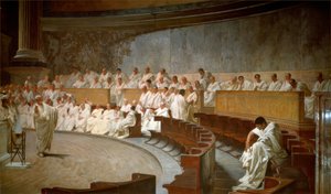 Cicero összeesküvéssel vádolja Catilinát a szenátusban