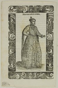 Levél a Habiti antichi e moderni, 93. táblából a Woodcuts from Books from the XVI Century (XVI. századi könyvek fametszetei) című kötetből.