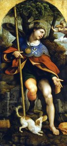 San Rocco (Szent Rókus). Cesare da Sesto (1477 - 1523) festménye. Milánó, Vármúzeum.