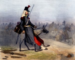 Ezek az arabok: nehéz, hogy nem akarnak magunkra hagyni minket otthon – Cham „A la guerre comme à la guerre” című művében, deb. 19. század