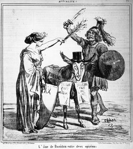 Buridan szamara két vélemény között – Cham, „Charivari” című könyvében, 1859.04.29.