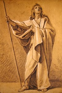 Saint Roch-tanulmány (fekete-fehér kréták papíron)