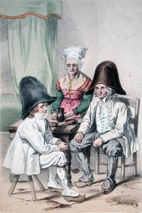 Mocsári szobaparasztok az auvergne-i Puy de Dome régióban, 1865 körül (színes litó) alkotó: Charles (after) Bour