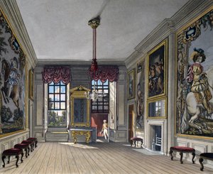 A királynő közönsége, William James Bennett (1787-1844) metszete, Charles Wild (1781-1835) terve alapján, A királyi rezidenciák történetéből