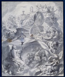 Allegória: „” Az eretnekség győzelme vagy a vallás diadala”” Gouache rajzolása és Charles Lebrun (Le Brun) műhelyének mosása (1619-1690) 17. század Párizs, Musee du Louvre alkotó: Charles (studio of ) Le Brun