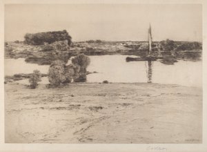Cím nélkül (Folyami jelenet csónakkal) alkotó: Charles A. Platt