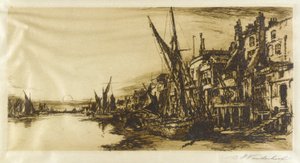 A Temze Limehouse-nál alkotó: Charles A. Vanderhoof