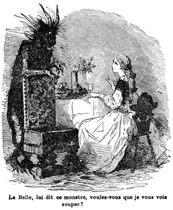 Illusztráció Mrs. Jeanne Marie Leprince de Beaumont „Szépség és a Bete” című meséjéhez, XIX. alkotó: Charles Albert dArnoux Bertall