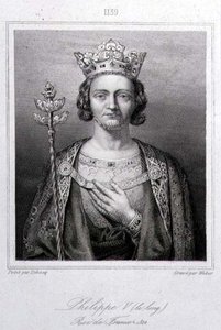 V. Fülöp, a „Magas” (1294-1322) Franciaország királya, Weber metszete (metszet) alkotó: Charles Alexandre (after) Debacq