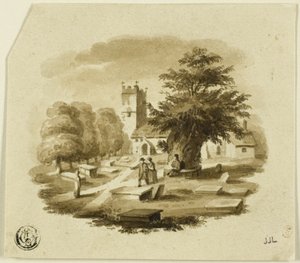 A templom melletti temető alakjai alkotó: Charles Alfred Stothard