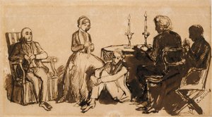 Egy este a Combes házában, 1850-1851 alkotó: Charles Allston Collins