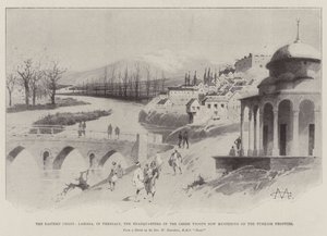 A keleti válság, Larissa, Thesszáliában, a most a török határon gyülekező görög csapatok főhadiszállása alkotó: Charles Auguste Loye