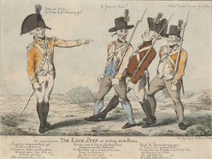 The Lock Step, avagy fúrás a felülvizsgálathoz, 1797 (színes rézkarc) alkotó: Charles Aylmer