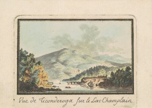 Kilátás Ticonderogára a Champlain-tóról alkotó: Charles B. J. Févret de Saint Mémin