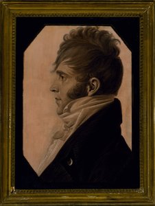 Férfi portréja, c. 1804 (fekete kréta fehérrel kiemelve rózsaszín papíron) alkotó: Charles Balthazar Julien Févret de Saint Mémin