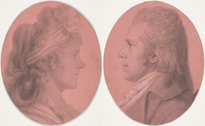 Georges Arnold Fitzwilliam és Eleanor Ramsay Fitzwilliam portréi; egy pár alkotó: Charles Balthazar Julien Févret de Saint-Mémin