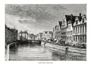 The Corn Quay, Gent, Flandria, Belgium, 1879 alkotó: Charles Barbant