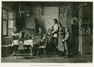 A bencés. Barbant-metszet Brion festménye után, Charles Grad német deputátor Elzászon és Lotaringián keresztül című történetének illusztrálására 1884-ben, a tour du monde 1886-ban, rendezte Edouard Charton (1807-1890), Hachette, Párizs. alkotó: Charles Barbant