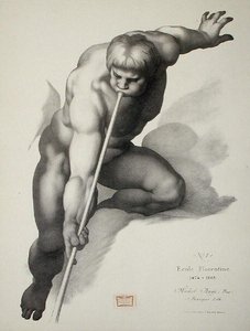 Angyal trombitán játszik, 1. lemez a Cours de Dessin II. kötetéből: „Modeles d
