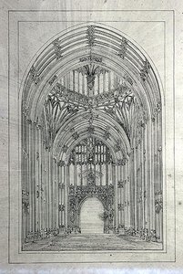 Bejárat a Lordok Házába, a Westminster Új Palota rajzait tartalmazó mappából (toll és tinta papíron)