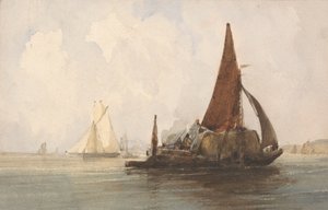 Szénabárka a nyugodt tengeren alkotó: Charles Bentley