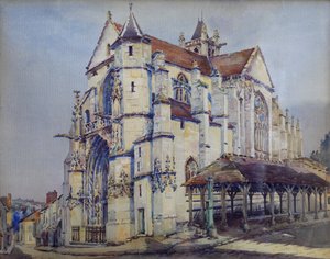 Moret sur Loing templom, déli oldal, 1906 körül (akvarell)