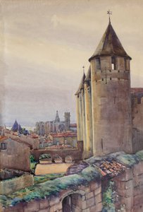 Carcassonne város belseje, 1904 körül (akvarell)
