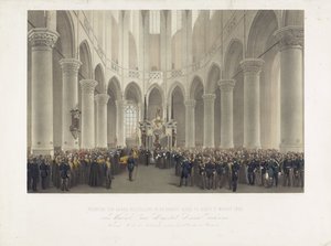 A néhai Őfelsége Anna Paulowna holland anyakirálynő, Oroszország nagyhercegnőjének ünnepélyes temetése a delfti Groote Kerkben 1865. március 17-én (cím a tárgyon) alkotó: Charles Billoin