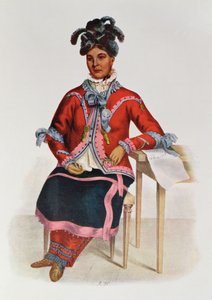 Tshusik, a Chippeway nő, 1827, illusztráció a „The Indian Tribes of North America, Vol.1”, Thomas L. McKenney és James Hall, pub. írta John Grant