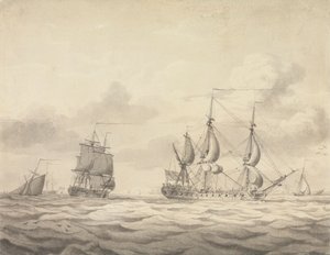 Két fregatt a szél előtt alkotó: Charles Brooking
